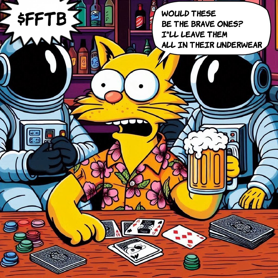 📢 GIVEAWAY ALERT 🔥 in Collab with <a href="/croneuroticat/">NeurotiCat</a> 

Bad choice by FFTB, it's fine to go and have a beer in his bar, but even challenge him to poker...  😼

Requirements:
Follow:
😼<a href="/croneuroticat/">NeurotiCat</a>
🧑‍🚀<a href="/FFTB_Cronos/">$FFTB - Fortune Favours The Brave</a>
RT+ ❤️
Tag 3 friends 👬+ DROP YOUR WALLET ! 

⏰72 hours

🎁 1 lucky