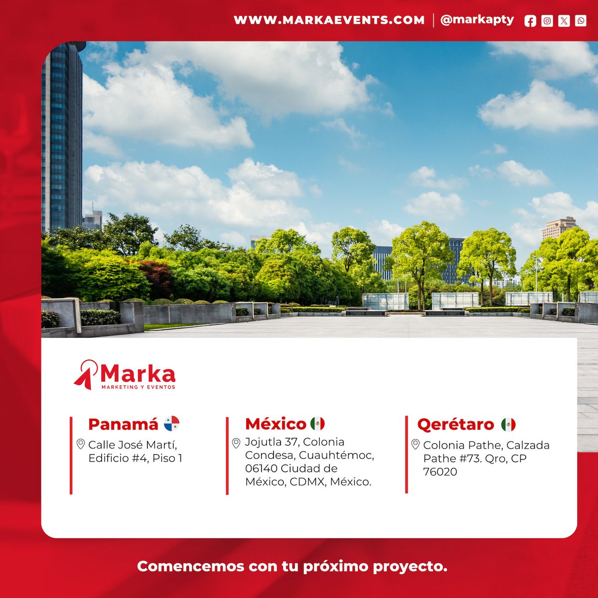 Markapty's tweet photo. 🌍 Estamos cerca de ti, Ya sea en Panamá, México o Querétaro, en Marka Events estamos listos para ayudarte a llevar tus eventos al siguiente nivel. 🎉📍 Contáctanos al +5072146637
#MarkaEvents #EventosInternacionales #EventosCorporativos #MarketingYEventos https://t.co/J841wlgtrt