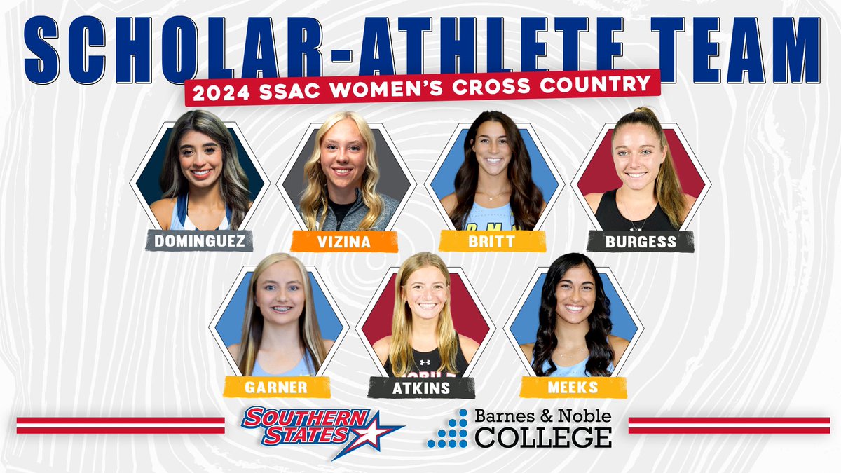 SSACsports's tweet photo. The SSAC announced the 2024 Barnes &amp; Noble College Women's Cross Country Scholar-Athlete Team. Details | https://t.co/3zwvRwV2yN https://t.co/QeRYsI1Xx7