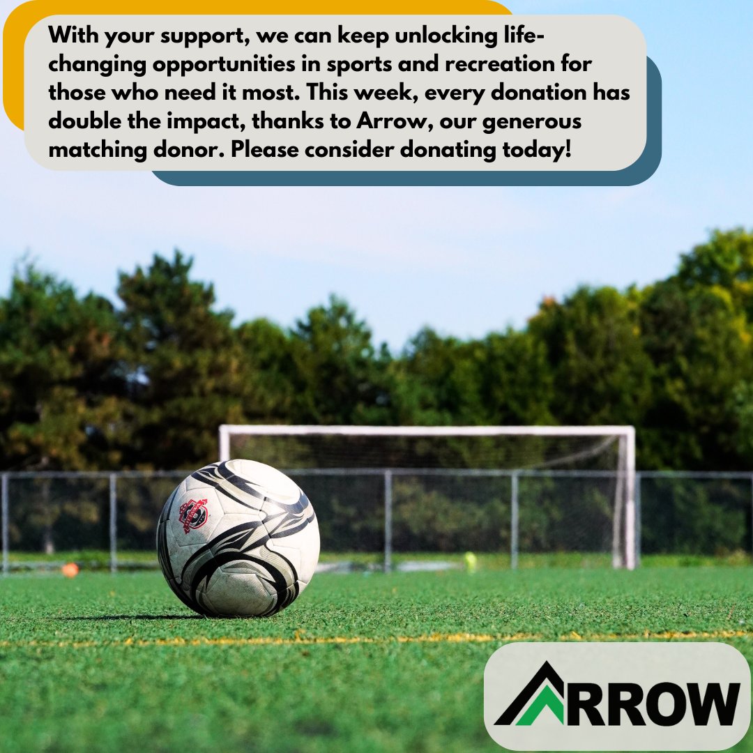 This week your gift goes twice as far! Thanks to Arrow, every dollar you donate is matched, supporting programs like recLINK. Together, we can change lives and open doors. 💙

Donate Now: interland3.donorperfect.net/weblink/WebLin…

#ottawa #community #supportlocal #recreation #sport #impact #youth
