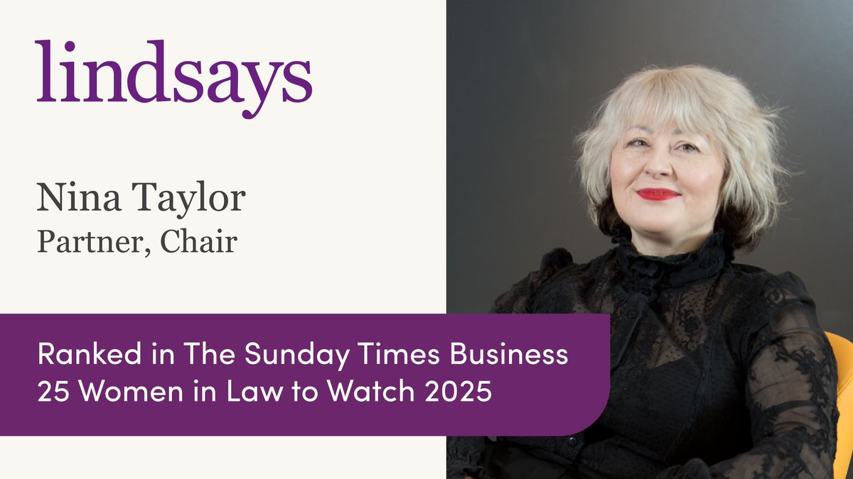 Lindsays Solicitors (@lindsaysnews) on Twitter photo Weāre proud to see our Partner and Chair, Nina Taylor, recognised in <a href="/thetimes/">The Times and The Sunday Times</a> '25 Legal Names to Watch in 2025'.
Ninaās inclusion reflects her dedication to family law and over 30 years of supporting people at challenging times.
Read more: thebusiness.scot/legal-review-2ā¦
#WomenInLaw Weāre proud to see our Partner and Chair, Nina Taylor, recognised in <a href="/thetimes/">The Times and The Sunday Times</a> '25 Legal Names to Watch in 2025'.
Ninaās inclusion reflects her dedication to family law and over 30 years of supporting people at challenging times.
Read more: thebusiness.scot/legal-review-2ā¦
#WomenInLaw