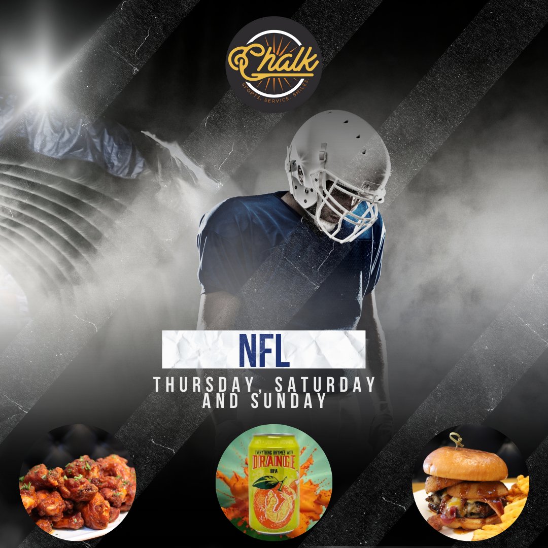 ChalkOKC's tweet photo. Pregame tomorrow and enjoy our happy hour specials from 2:00-7:00!🏈🍻 #NFL #happyhour https://t.co/Fqy2bi2162
