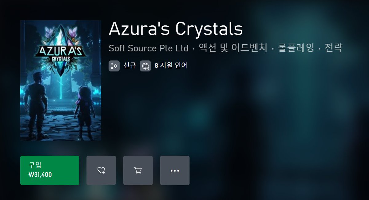 KoreaXBOXnews's tweet photo. 아쥬라 크리스탈 (Azura˙s Crystals) - 2024.12.19. (출처 : XBOX 정보 카페 | 네이버 카페) https://t.co/BnWjxRl3tO 

개발사:  Cranky Alien Games @Crankyalien1
퍼블리셔:  Soft Source @SSourcePublish
장르:  어드벤처
공식 홈페이지:  https://t.co/Cbf2zxANio
트레일러: https://t.co/fAqVYXVLiV

스토어 페이지 (대한민국)
https://t.co/DrkV2VmUaF