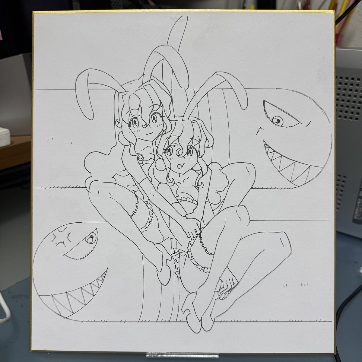 追加
線画(着彩が大変。。。ミスると全部やり直しw 