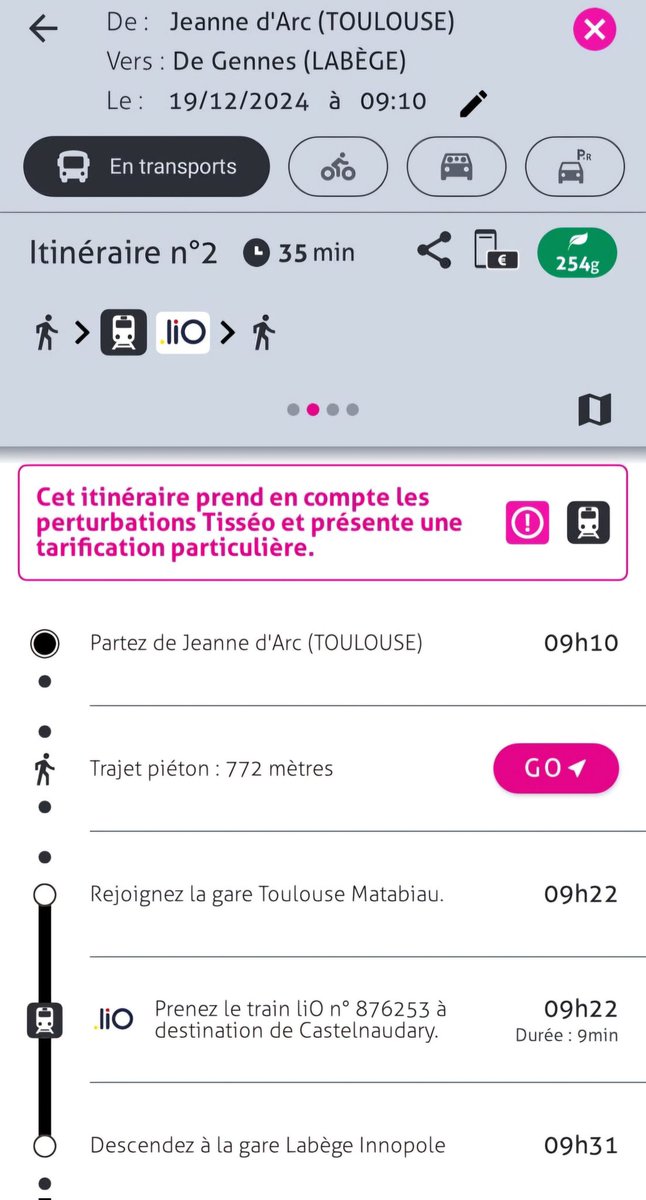 🥳 Quand la recherche d'itinéraire #tisseo #toulouse te propose le <a href="/lio_train_sncf/">liO Train SNCF Occitanie</a> parmi les possibilités avec la mention "tarification spéciale",  tu te dis qu'un 1er pas est réalisé. Bravo !👏
🎯 Prochaine étape : l'intégration tarifaire !! #Toulouse
<a href="/jmlattes/">LATTES Jean-Michel.</a> <a href="/AutateToulouse/">AUTATE</a>