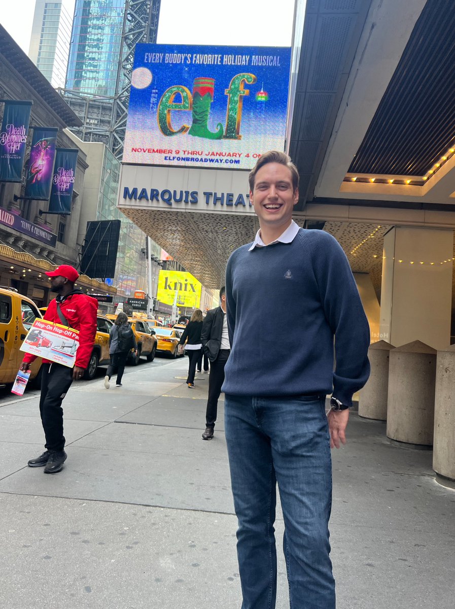 PointParkU's tweet photo. We're #PointParkProud of Musical Theatre alumnus Austin Schulte '22, who recently made his broadway debut in "Elf: The Musical" 👏

"I would not be the person and performer I am today without the professors I worked with at Point Park."

Q&amp;A with Austin ⬇️
https://t.co/tyJRkOSY5c https://t.co/BLmmeoq1J9