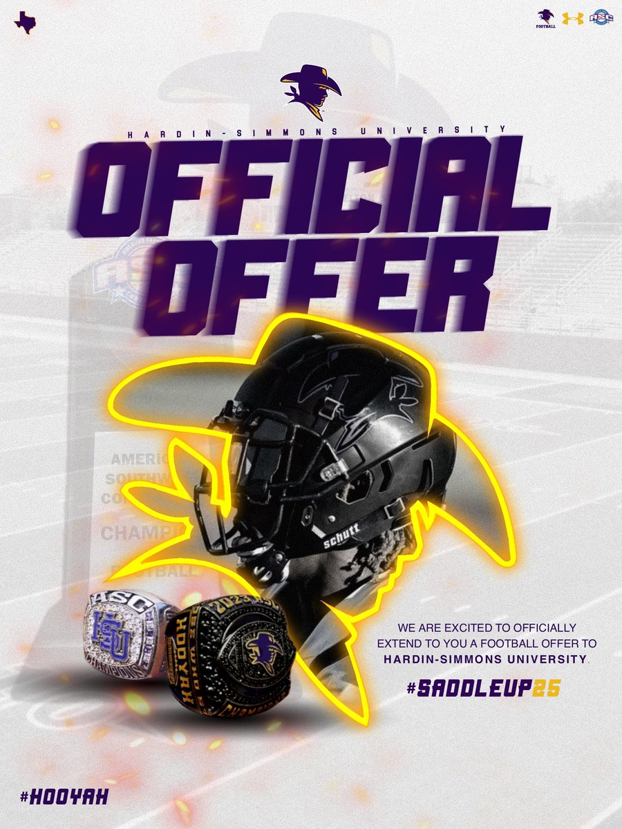 #AGTG After a great conversation with <a href="/CoachGGlynn/">Coach Glynn</a> I am blessed to receive an offer from Hardin-Simmons University! <a href="/Coach_cRQQk/">Triston Crook</a> <a href="/Coach_Jonez/">Rashad Jones</a> <a href="/KentLaster/">Kent Laster</a>