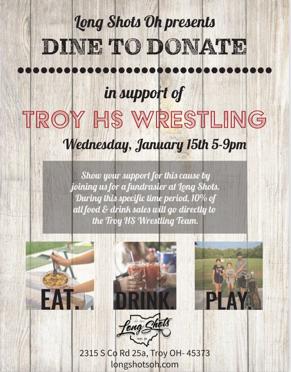 Let Long Shots take care of dinner and support a great group of young men on Jan 15th.
