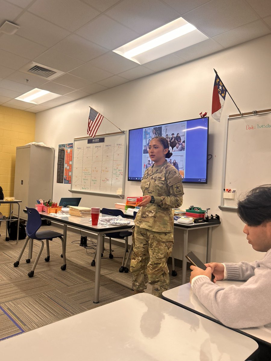 KubschNatalia's tweet photo. Former student Samantha came to visit ESL 2 class and talk about her experience in the Army. So proud of her. True inspiration ❤️ https://t.co/fg1XSmpOSt