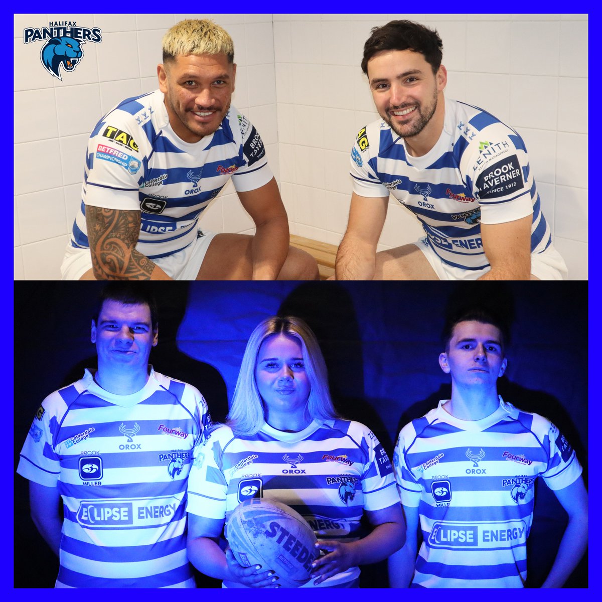 HalifaxPanthers's tweet photo. #Panthers2025 will see our Men's, Women's, Wheelchair, LDSL, Academy and Talent Pathway Teams all pulling on the famous blue and white hoops of Halifax 🙌

One Club, UNITED IN BLUE!!! 🔵⚪️🐾

#BAWA #TMT #RugbyLeague #HomeShirtLaunch https://t.co/2p18nWnySu