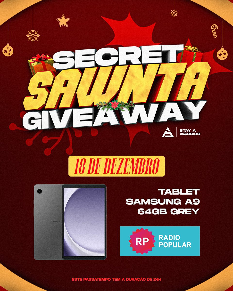 Os melhores amigos dão prendas especiais, por isso, em conjunto com a <a href="/radiopopularPT/">Radio Popular</a>, temos um tablet para sortear! 🎁

👉 Follow <a href="/sawggofficial/">SAW</a> &amp; <a href="/radiopopularPT/">Radio Popular</a>
👉 Like &amp; Repost

Tens 24h para tentares a tua sorte.
