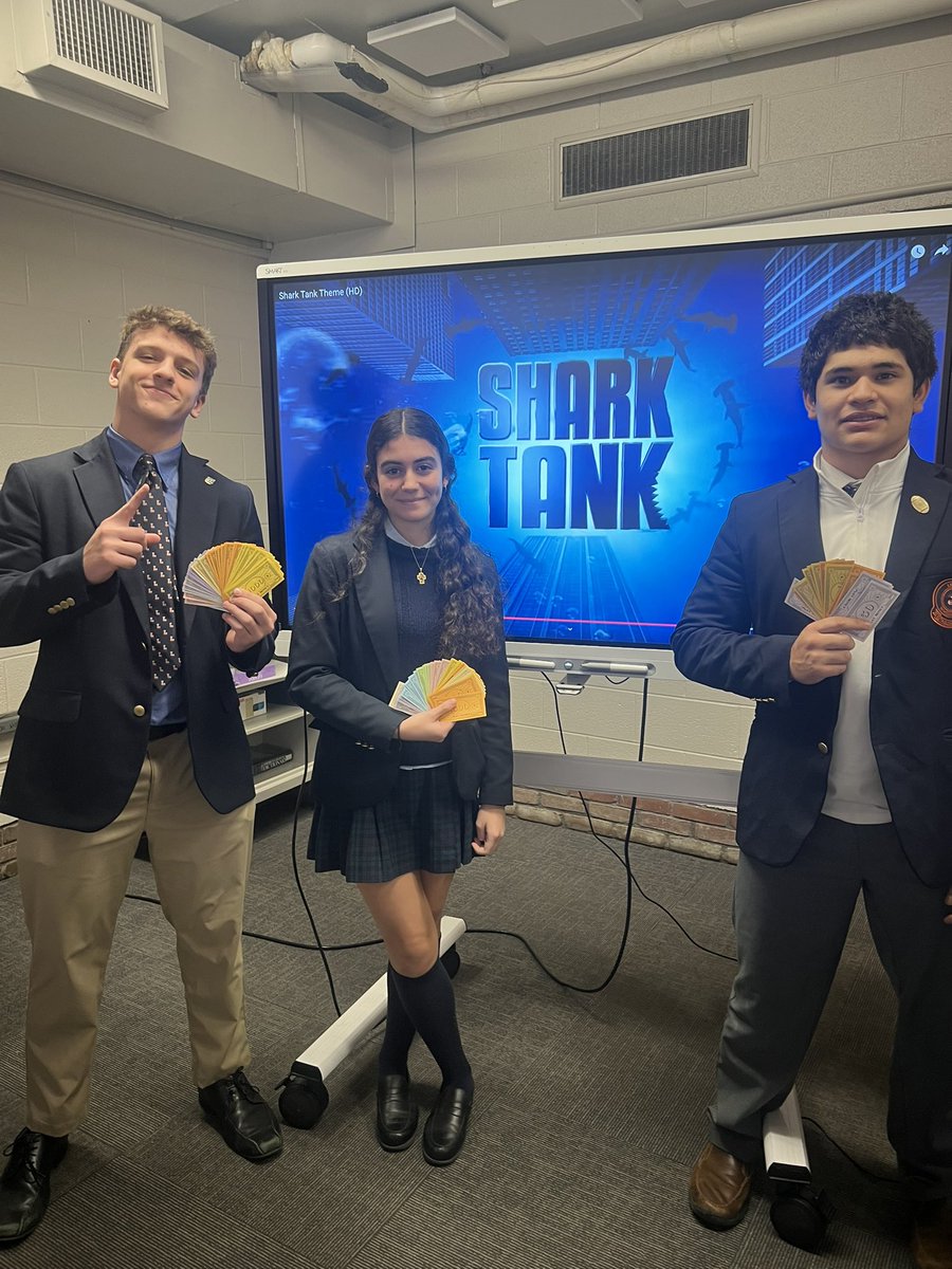 iTechTeachLearn's tweet photo. Graphic design had their midterm performance assessment inspired by Shark Tank, and these 3 received the most investments from the “sharks” 🦈 (aka, their classmates!).  A first aid app ⛑️, a machine to block noise pollution 📢 , and a better way to clean up after your dog 💩 https://t.co/82ZIcm6W6o