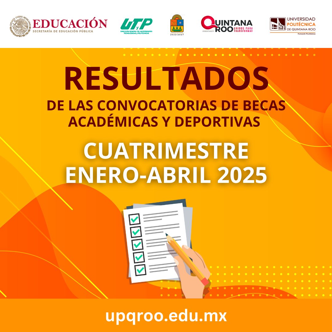 RESULTADOS DE LA CONVOCATORIA DE BECAS ACADÉMICAS Y DEPORTIVAS CUATRIMESTRE ENERO-ABRIL 2025

Consulta los resultados en el enlace a continuación: 

docs.google.com/spreadsheets/d…

#becas #UnaNuevaUniversidad