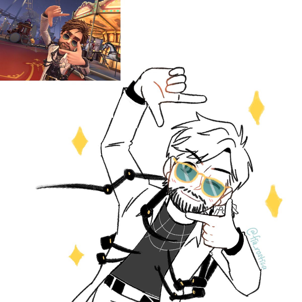 fia_rostica's tweet image. He thinks he&apos;s cool ✨✨✨ (he is but in a silly way)

#kurtfrank #identityVイラスト #idvexplorer
