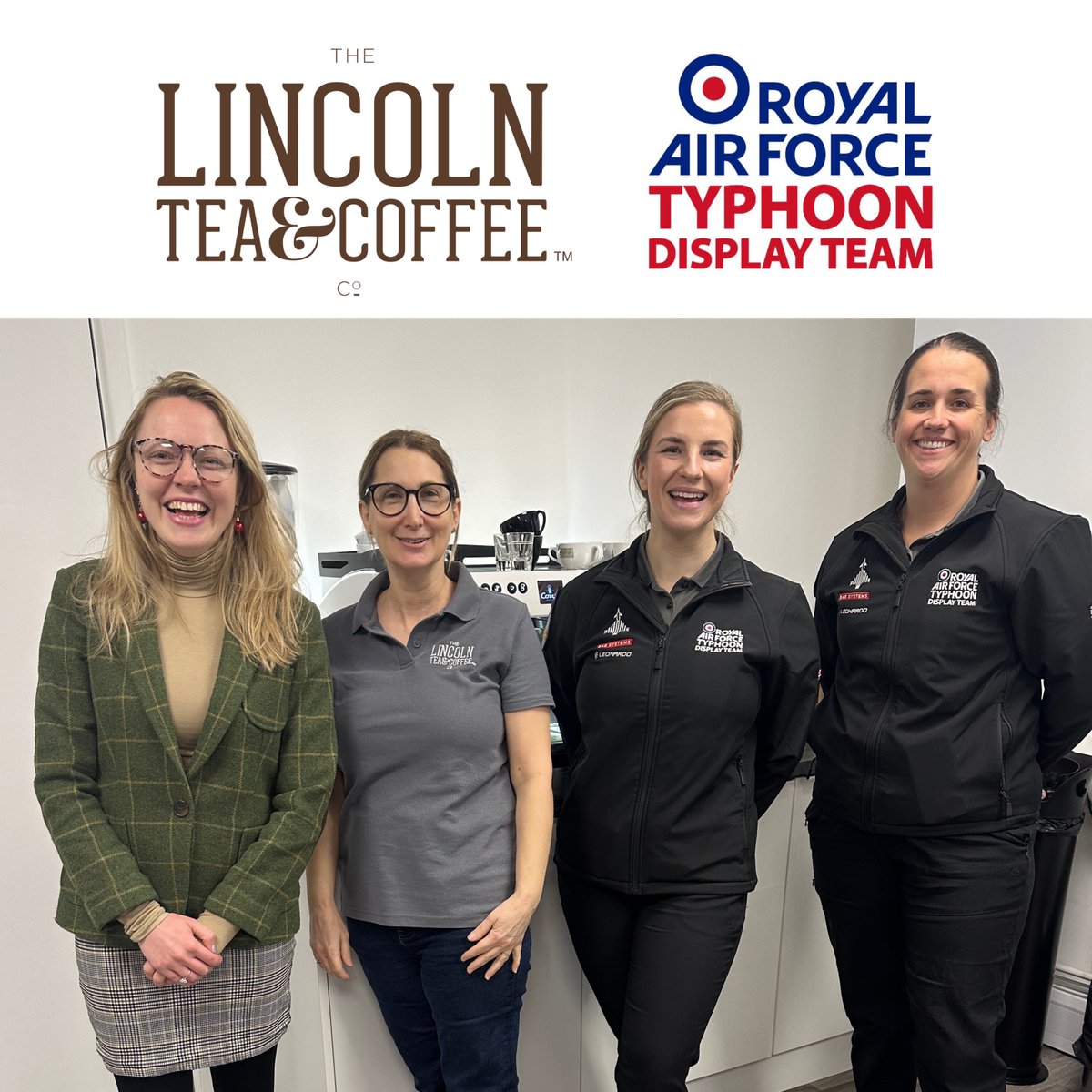 LincolnTeaCoffe's tweet photo. Great talking over coffee with the @RAFTyphoonTeam this morning 👏
#lincolnteaandcoffee #typhoondisplayteam #typhoon #sponsorship #sponsor #coffee #meeting #newyear #TDT https://t.co/LqqRv8PrAA