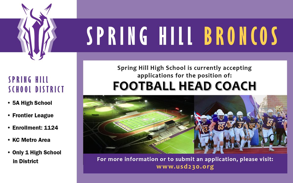 SHHS_Broncos's tweet photo. The Broncos are looking for a new head football coach! Please Share this post! https://t.co/2UJL7LPCXD