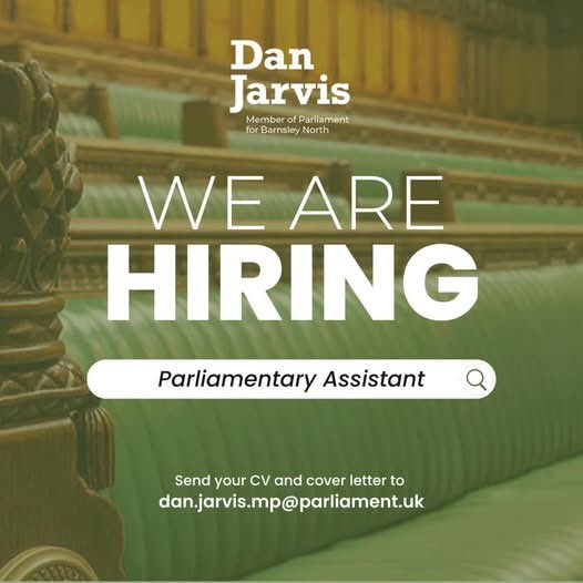 🚨JOB ALERT!🚨

I am recruiting a Parliamentary Assistant to join my team in Barnsley.

If you're passionate about public service and want to play a vital role in supporting my constituents – then get in touch!

Find out more here👇

w4mpjobs.org/JobDetails.asp…