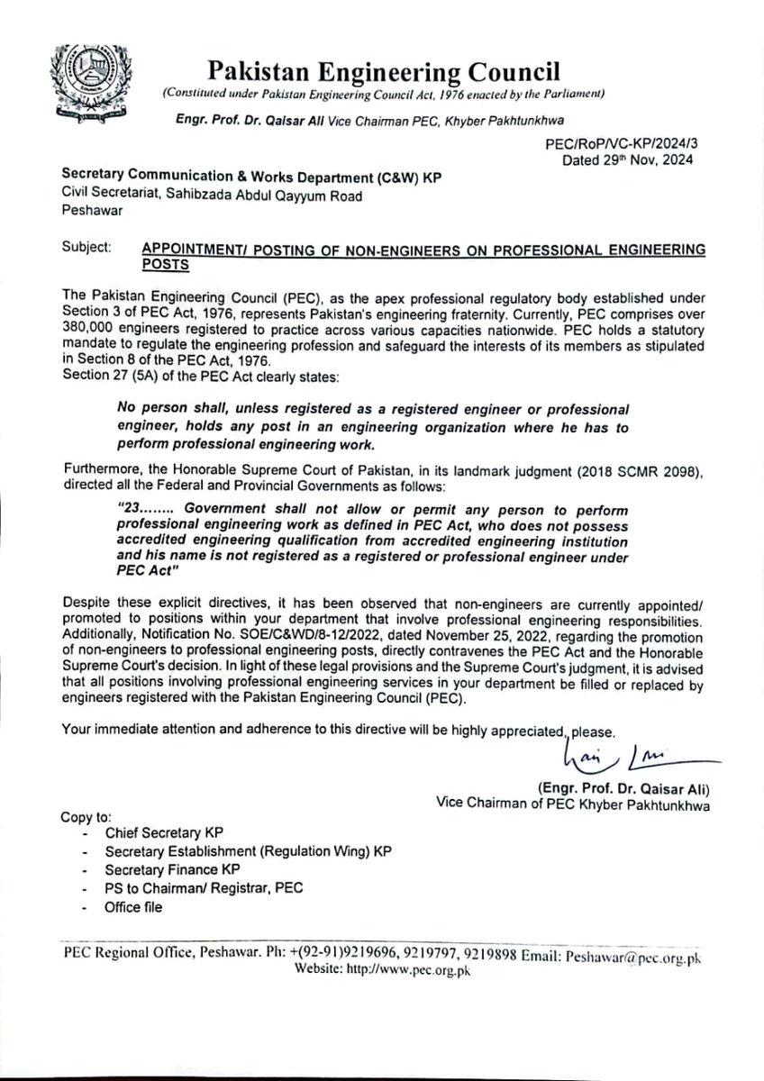 EngrTAadilHamid's tweet image. Once again PEC uses the word &quot;Non-Engrs&quot; for B Tech Applied Engrs. It&apos;s only in Pakistan  where Engineering Technology graduates are not being given equal opportunities while around the globe these Applied Engrs are leading the world. 
@engineers_feed @IEEEorg @UNESCO