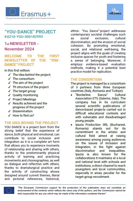 youdanceproject's tweet photo. 📷Newsletter nr 01 - #YOUDANCE Project (English version) 📷 Please find the full pdf version at this link: https://t.co/oQSWxNa0a2 . Have a good read and stay tuned! 📷📷 - #youdanceproject  #erasmusplusproject #ErasmusPlus #inclusion #dance #KA2project #erasmus https://t.co/sOEQmQmsaR