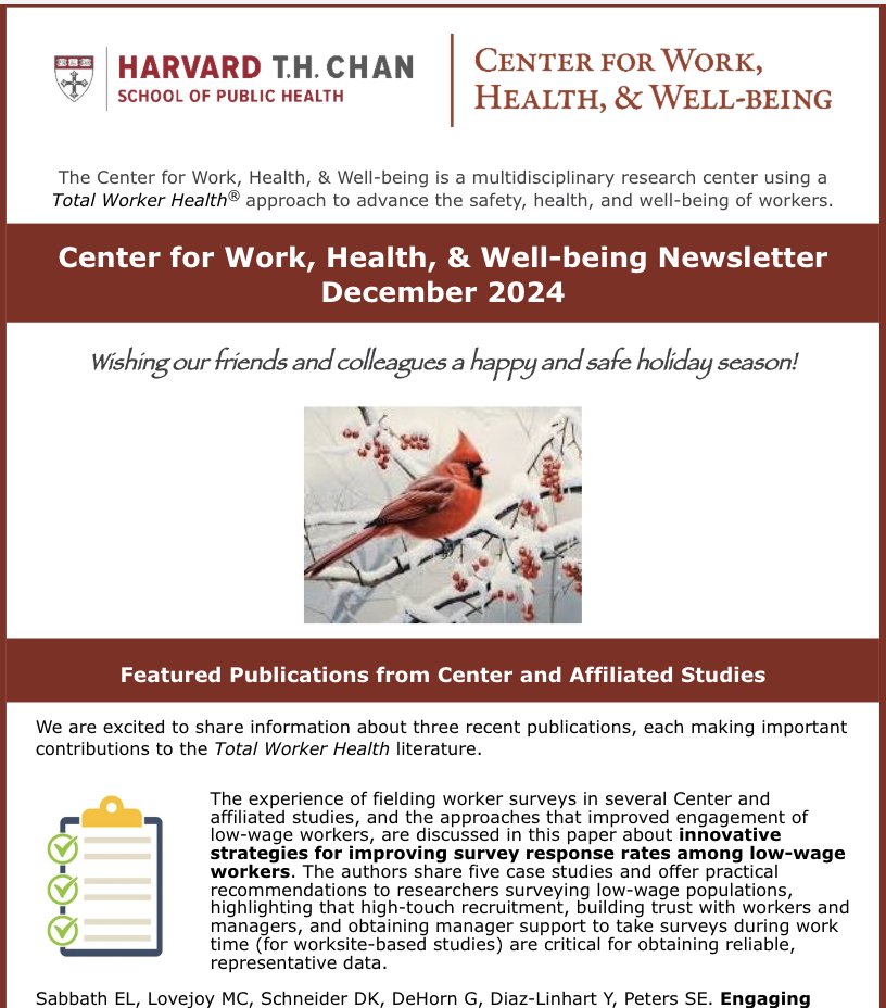 Harvard Center for Work, Health, and Well-being tweet media