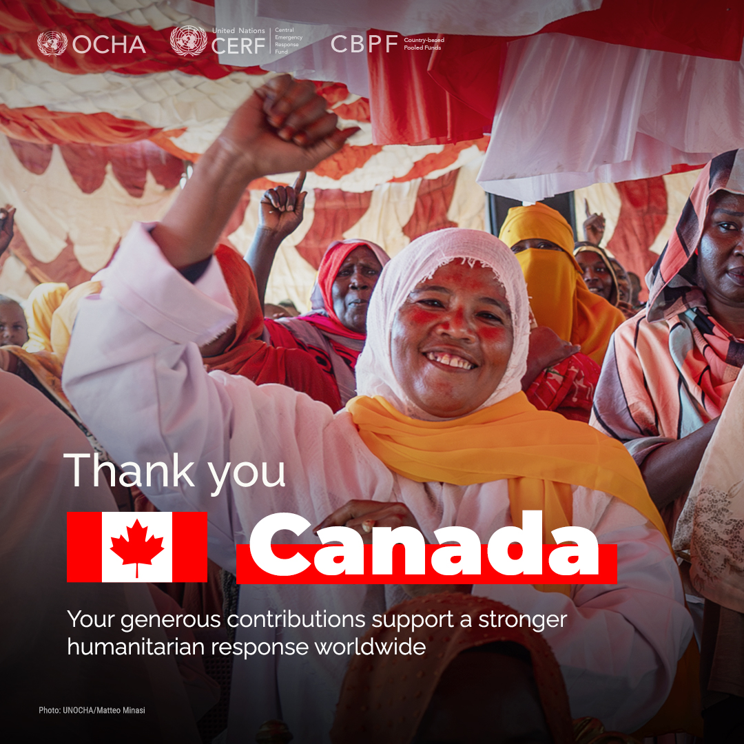 UN Humanitarian (@unocha) on Twitter photo #OCHAthanks Canada🇨🇦 for your generous contributions to <a href="/UNOCHA/">UN Humanitarian</a>, <a href="/UNCERF/">CERF - The UN's emergency fund</a> & <a href="/CBPFs/">PooledFunds_OCHA</a> .
Your flexible support enables humanitarian organizations to reach millions of people with life-saving assistance, especially in devastating crises like Sudan.
Together, we #InvestInHumanity #OCHAthanks Canada🇨🇦 for your generous contributions to <a href="/UNOCHA/">UN Humanitarian</a>, <a href="/UNCERF/">CERF - The UN's emergency fund</a> & <a href="/CBPFs/">PooledFunds_OCHA</a> .
Your flexible support enables humanitarian organizations to reach millions of people with life-saving assistance, especially in devastating crises like Sudan.
Together, we #InvestInHumanity