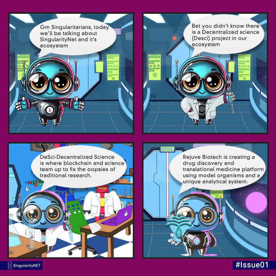 SNET_Ambassador's tweet photo. 🚀 Introducing the SingularityNET Comic Series!
Join us on a fun and educational journey through the @SingularityNET ecosystem. This comic series highlights groundbreaking projects and showcases how decentralized AI is shaping the future.
#Issue01 is here! https://t.co/du4M5EiitG