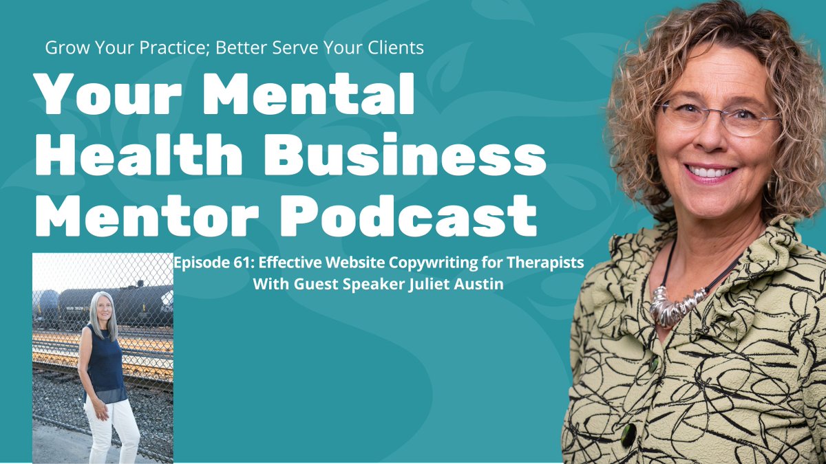JuniperCenter's tweet image. Today, we are releasing a new episode of the mental health business mentor podcast! Dr. Margo and Juliet Austin discuss the essential elements of effective website copywriting for therapists. buzzsprout.com/1359934/episod… #mentalhealth #podcastepisode #businesscopywriting