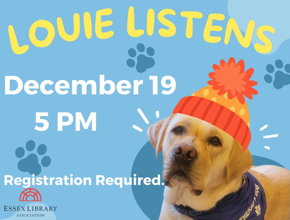 sxlibrary's tweet photo. Tomorrow!
Louie Listens
December 19, 5 PM
Register: https://t.co/rXjYS0sYzQ
📖🐕🦺❤️📖🐕🦺❤️📖🐕🦺❤️
#readtodogs #therapydogs #therapydog #dogs #dogbooks #therapydogsofinstagram #library #books #readtoadog #therapydogsrock #libraryprograms #reading #libraries #readaloud https://t.co/I68k0c79A7