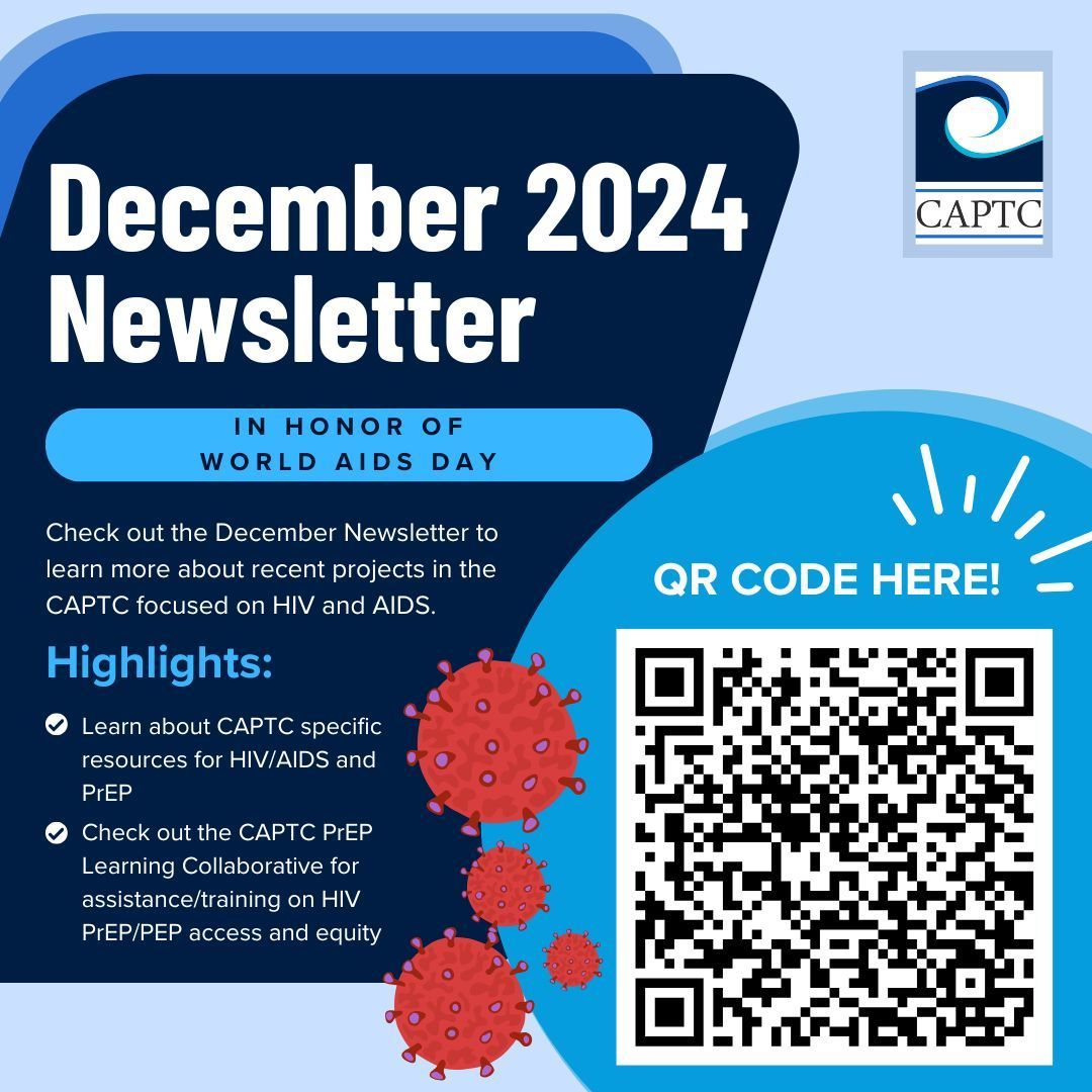 Earlier this month, the CAPTC released the December 2024 Newsletter. In honor of World AIDS Day, the newsletter focuses on HIV/AIDS related work or resources at the CAPTC. Scan the QR code or go to: buff.ly/4gfszo1.