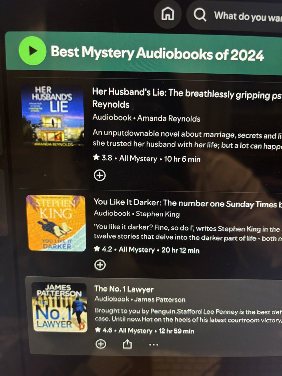 So exciting to see #HerHusbandsLie in <a href="/Spotify/">Spotify</a> Indie Books of 2024 List &amp; Best Mystery Books of the Year playlist!