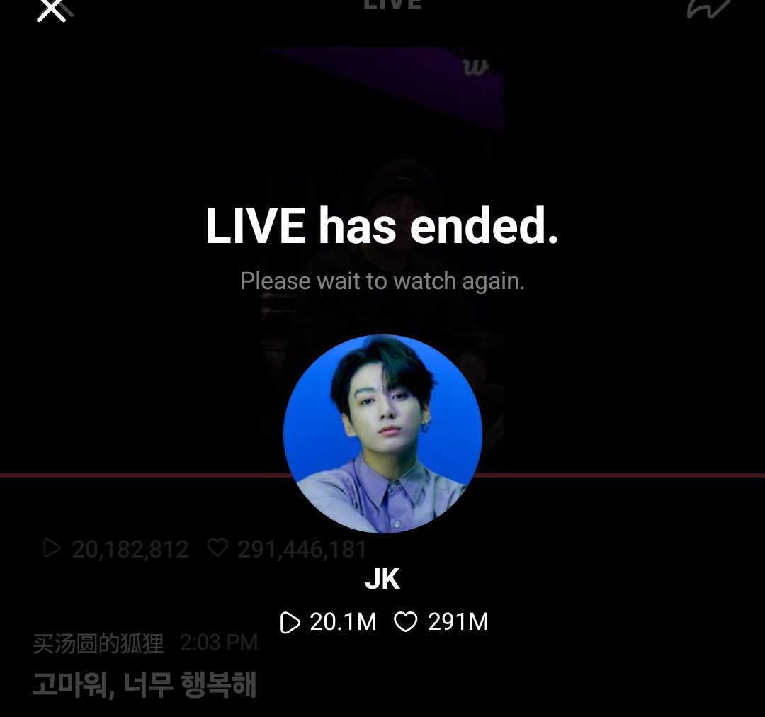 Deixe o seu 💜 se você esteve presente e fez parte daqueles 20.1M no Live de Jungkook