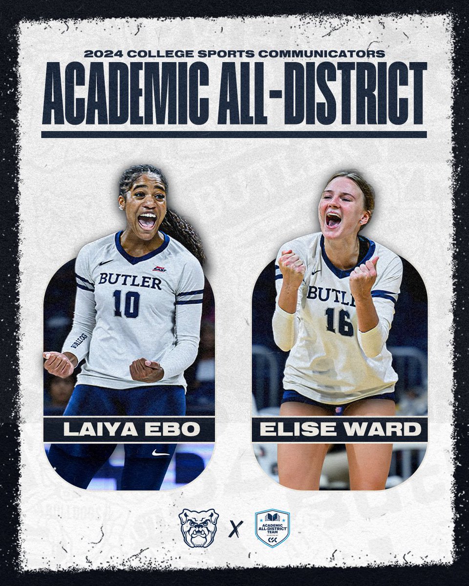 Butler Volleyball (@butlervb) on Twitter photo Congratulations to Laiya Ebo and Elise Ward on receiving <a href="/CollSportsComm/">College Sports Communicators</a> Academic All-District honors π π Congratulations to Laiya Ebo and Elise Ward on receiving <a href="/CollSportsComm/">College Sports Communicators</a> Academic All-District honors π π