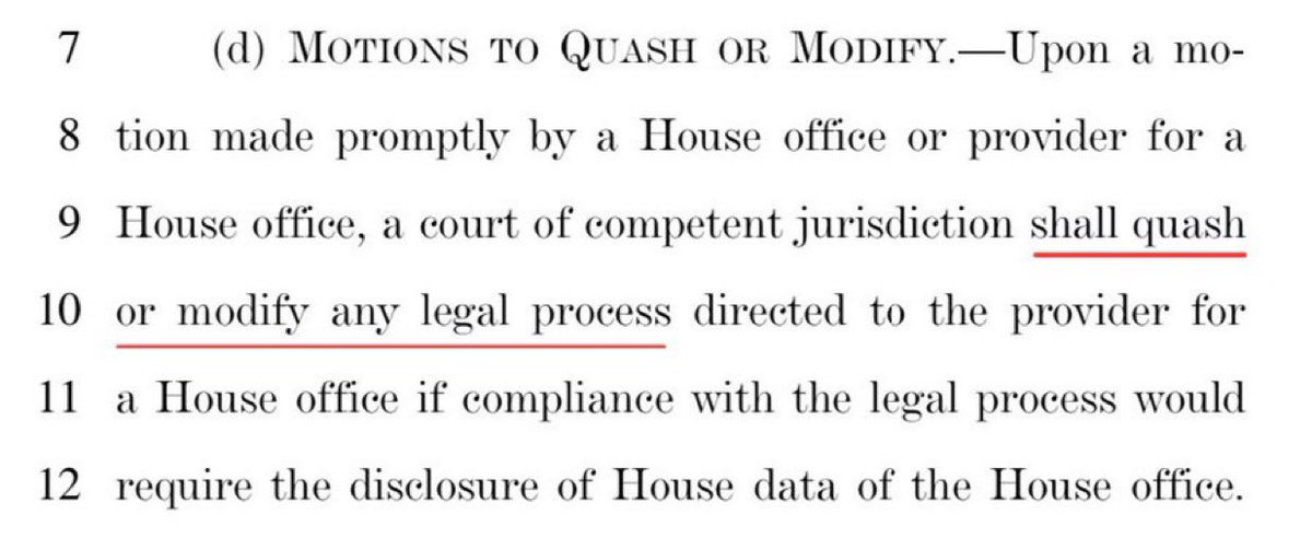 HOLY SH*T: Buried Deep within the CR, Congress is allowed to block subpoenas for “House Data” 

THIS INCLUDES EMAILS. Which means this could prevent investigations into the J6 Committee 

ABSOLUTELY NOT, MAKE THIS VIRAL ON 𝕏