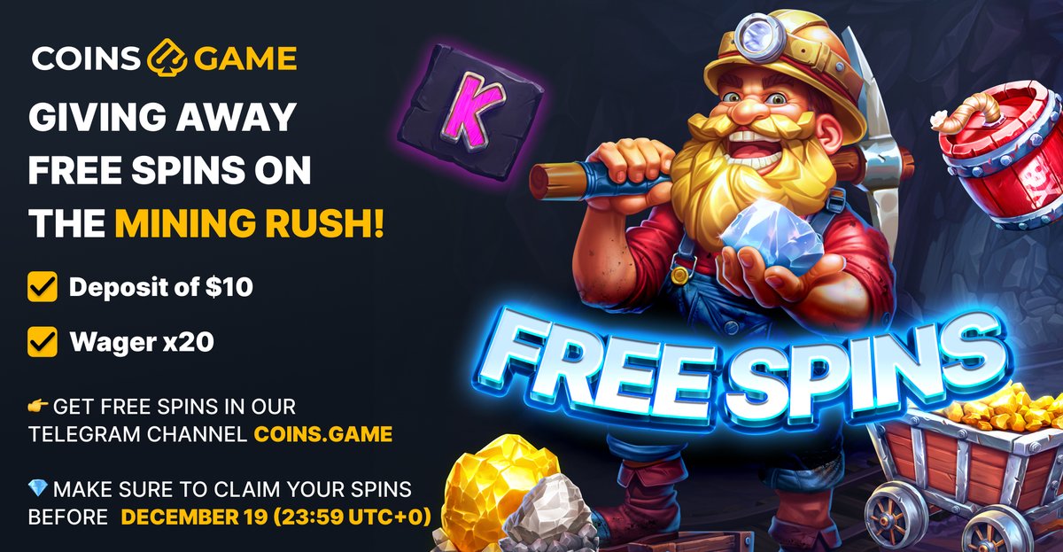 CoinsGame's tweet photo. GET FREE SPINS AND A $2.5 PROMO CODE

GET FREE SPINS 👉 https://t.co/EQlIkm3FaX
GIVEAWAY: ✅ Just RT &amp; Like, and Follow for a chance to win $2.5!

🎁 We'll pick 15 lucky winners at random on 📅 December 20 and each will receive a $2.5 promo code https://t.co/3p8NI861zI