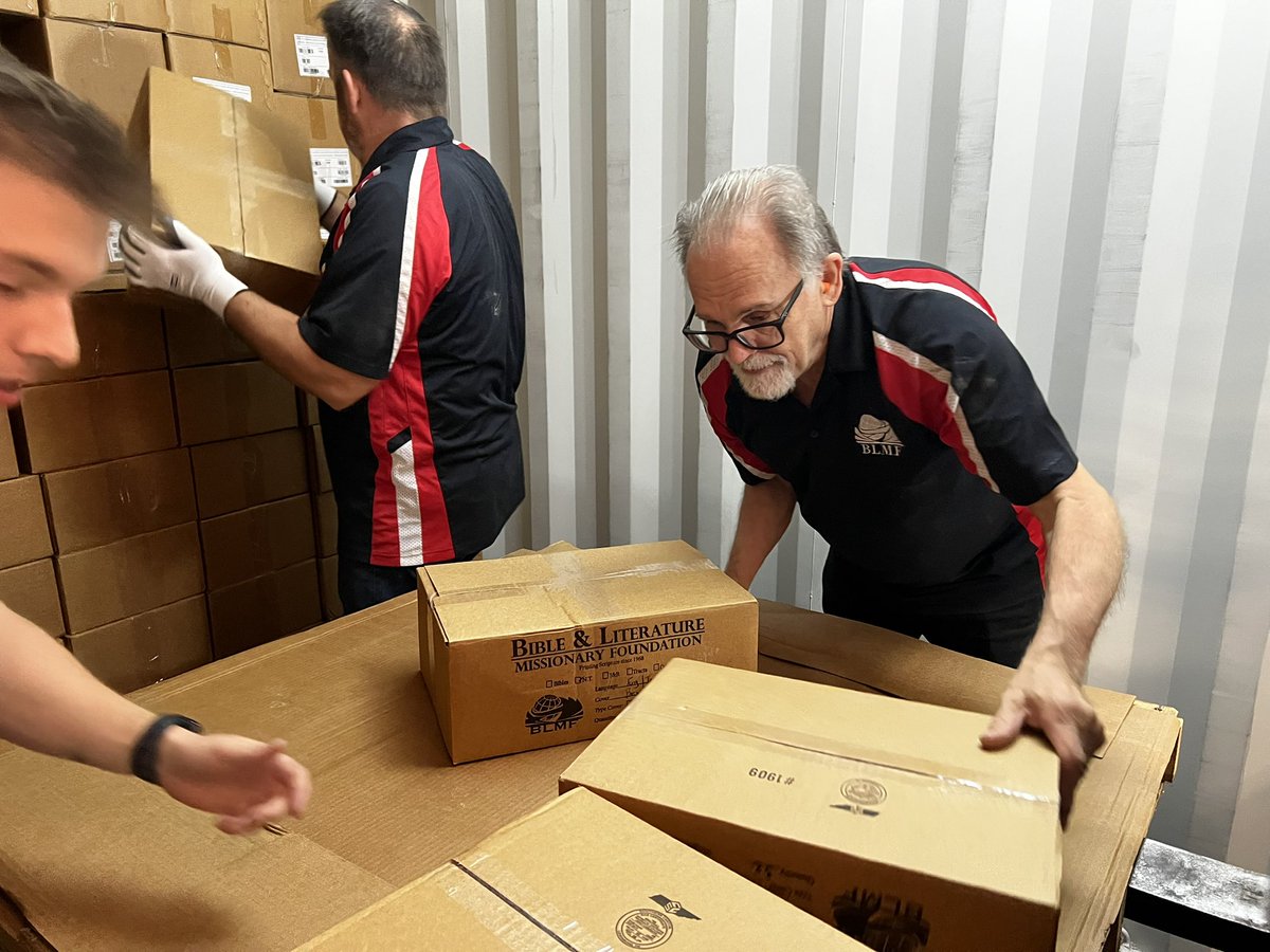 60,000 King James Scriptures printed by BLMF just left the Bible Barn headed to the Philippines! #pen2thepress2025