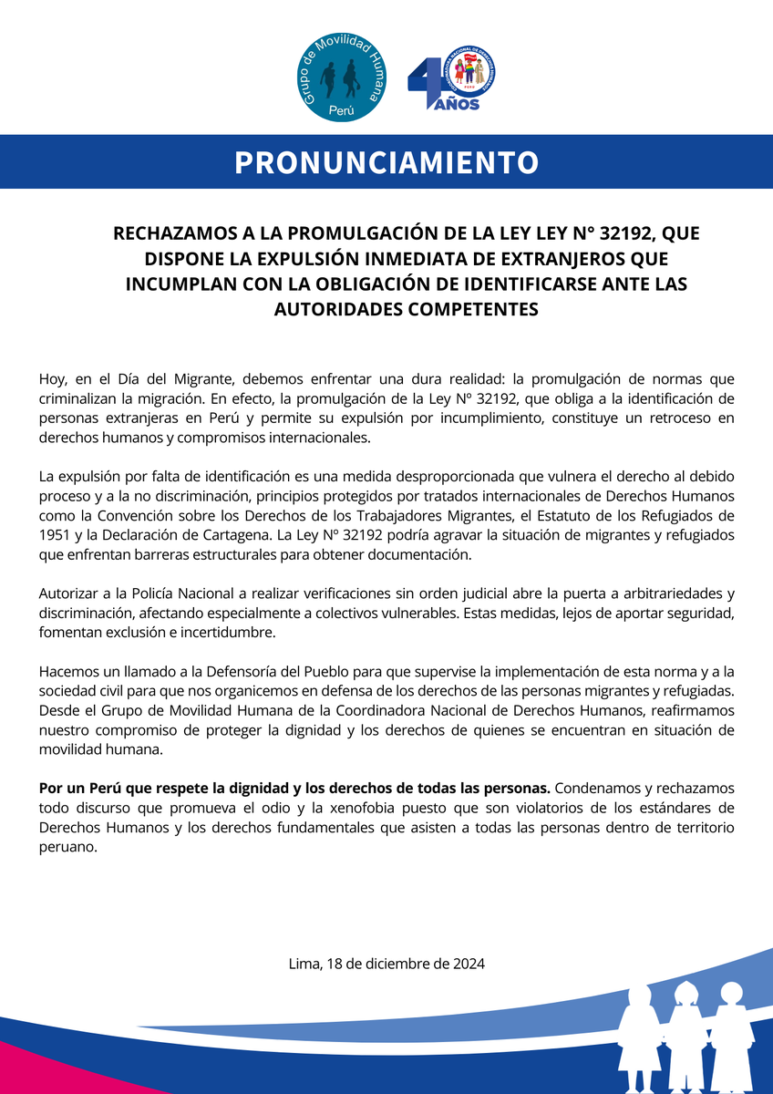Movilidad Humana Perú tweet media