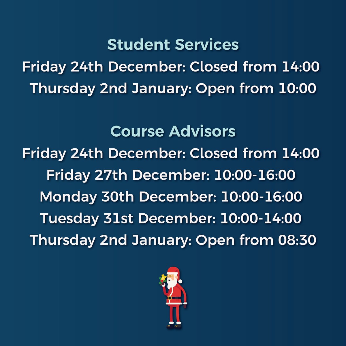 DPGLearn's tweet photo. Our team will be working reduced hours over Christmas, but you can still reach us during the following times 📲🫱🏼‍🫲🏽

#DPG #OnlineLearning #Christmas https://t.co/vGkJboQNJ6