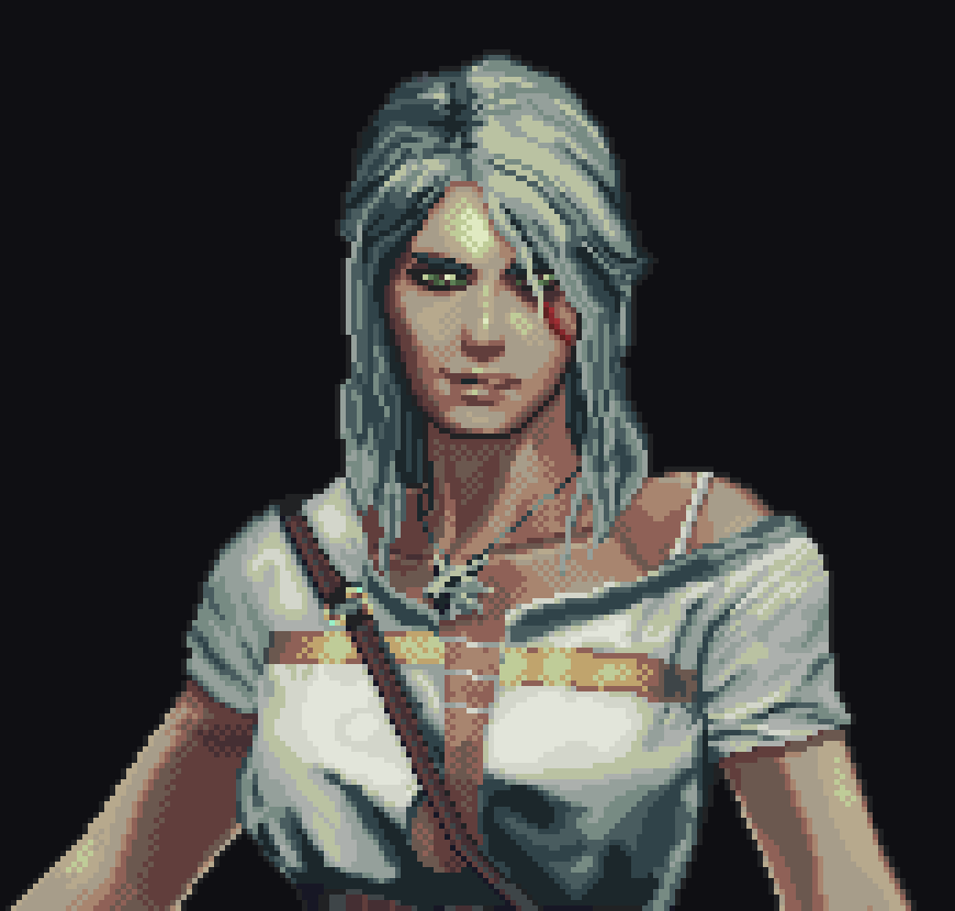 Ciri fanart SFW version.
Color palette shamelessly stolen from <a href="/uarfun/">arfu</a> 

#Witcher4 #Witcher3 #ciri #pixelart