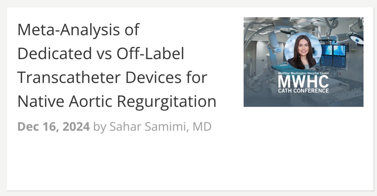 🚨Curious about the latest insights into dedicated transcatheter devices for pure native AR?

We presented the most comprehensive analysis to date on dedicated vs off-label devices for pure native AR at the MWHC Cath Conference. 

Watch here on CRTonline: crtonline.org/video-detail/m…