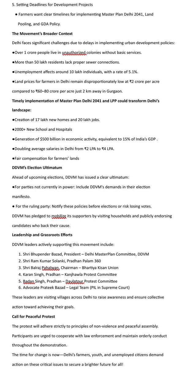 BhupenderBazad's tweet photo. The Delhi Dehat Vikas Munch announces a protest at Jantar Mantar on Sunday, 22nd December to demand the notification of the #MPD2041 and the swift implementation of the long pending #GDA  #LandPooling Policies.

• our all demands already approved by @LtGovDelhi so Central govt can easily notify these policies before Delhi elections in 1 day.
• opposition parties- @AamAadmiParty @INCIndia can include these demands in their manifestos ahead of upcoming upcoming #Delhi elections to support #Farmers.
• #DelhiDhat has issued an ultimatum to all political parties that we will support whoever supports our issues.
