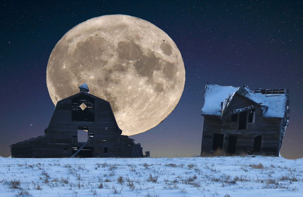 Pic of the day; Full Cold Moon near Enchant AB on December 15 2024 pic taken by Laurie Baron