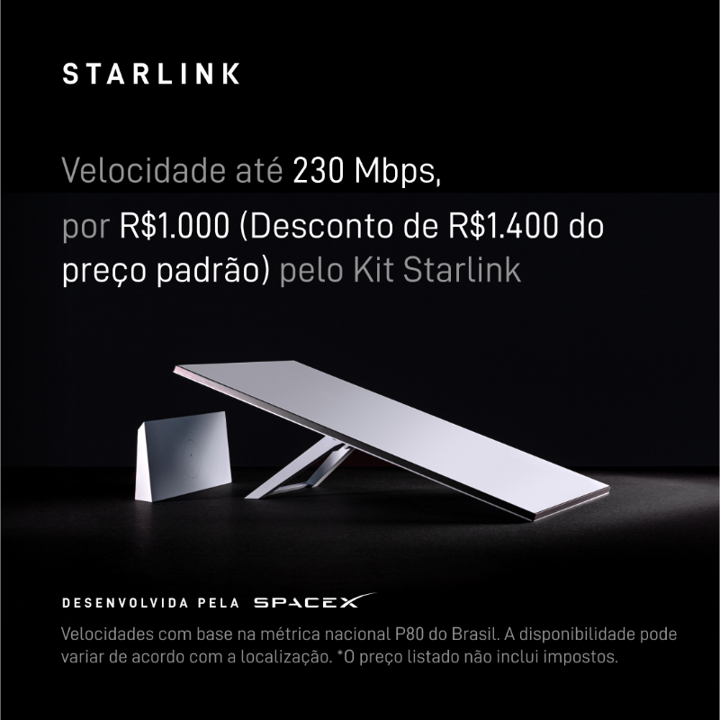 Starlink's tweet photo. Sem contratos de longo prazo.
Fácil de comprar on-line.