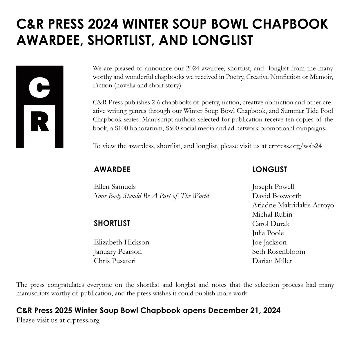 C&R Press tweet media