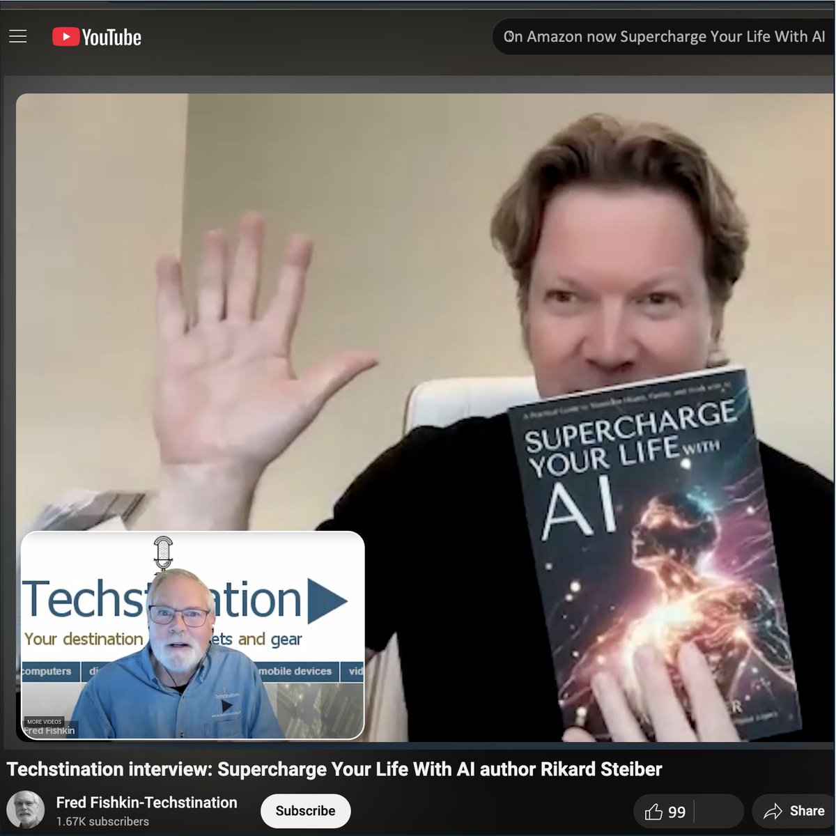 rikardsteiber's tweet image. Thank you, @ffishkin and #Techstination, for a fun conversation about #AI and my book #SuperchargeYourLifeWithAI. How do you want to supercharge your life in 2025? Check out the interview here: youtu.be/Gf6zsAMfZDU?si…