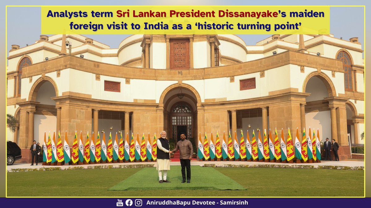 samirsinh189's tweet photo. Sri Lankan President #Dissanayakeâs choice of India for his first foreign visit indicates a clear pivot towards Delhi. Itâs a welcome development for India, as it counters negative #ChineseInfluence in the region. Key takeaways from the visit include:
âĸ Dissanayaka thanked India for financial aid during the economic crisis and assured #SriLanka wouldnât let its land be used against #IndianSecurity. The categorical assurance comes against Indiaâs concerns over Chinaâs naval ships docking in Sri Lanka.
âĸ India will help implement Digital Public Infrastructure in Sri Lanka. The two nations will promote use of #UPI payments.
âĸ India-Sri Lanka will soon finalise a #DefenceCooperation agreement.
âĸ #ElectricityGrid connectivity and a petroleum pipeline will be established between the nations. The Sampur Solar Power Plant, jointly developed by India-Sri Lanka, will be fast-paced. India will supply LNG to Sri Lankan power plants.
Analysts consider these developments and President Dissanayakeâs maiden foreign visit to India as a âhistoric turning pointâ as Dissanayakeâs party had a historical bias against India, which was nowhere seen during the visit. It signals cross-spectrum political acceptance of Indiaâs friendship in Sri Lanka, which will deepen the strategic #IndiaSriLanka partnership.