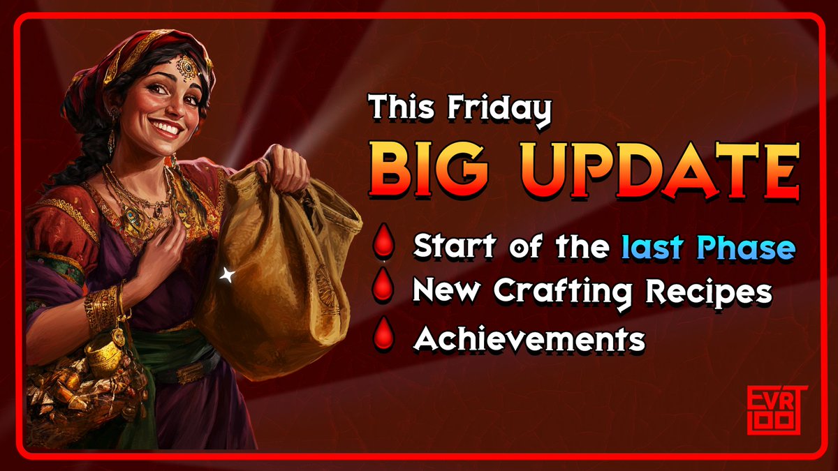 Are any of those juicy Evrloot NFTs left? 🩸
The last and final Phase of supply starts 𝘁𝗵𝗶𝘀 𝗙𝗿𝗶𝗱𝗮𝘆.
This is your 𝗹𝗮𝘀𝘁 𝗰𝗵𝗮𝗻𝗰𝗲 to get in early. A big content patch is hitting the game on the same day.  Time to get excited, Evrlooters!