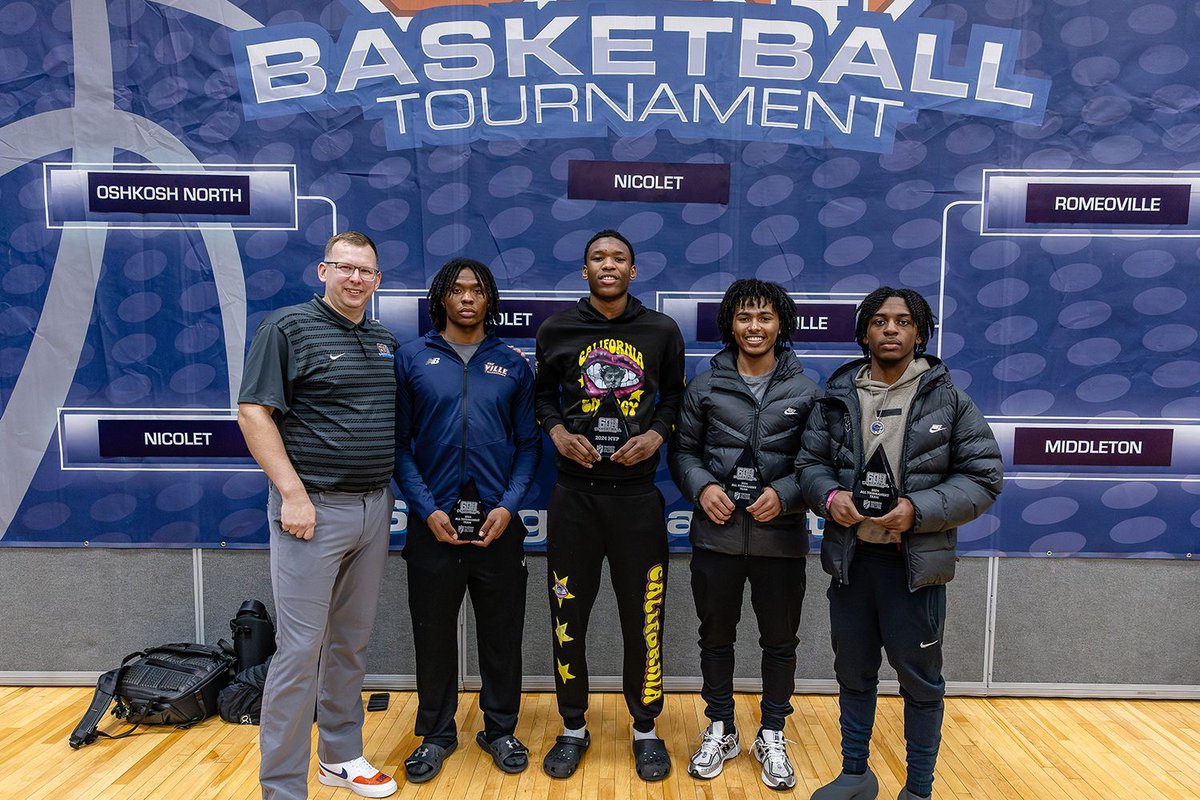 608Basketball's tweet photo. 2024 All Tournament Team
Tournament MVP
Ja'Meir Hayfort (Nicolet)
All-Tournament Team
Dave Bolden (Nicolet)
Rashaad Davis (Nicolet)
DJ Porter, Jr (Romeoville)
Xzavion Mitchell (Oshkosh North)
Jackson Guerrero (Middleton) - Not Pictured https://t.co/28Fy4AFIhu