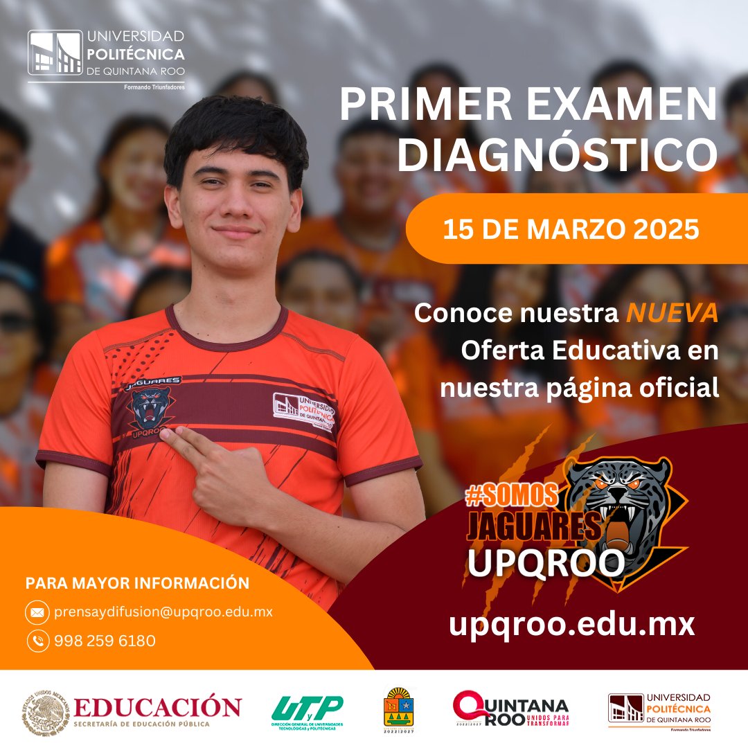 📙✏️Es hora de ser parte de la #CasadelosTriunfadores🐾🐅
Consulta el proceso de admisión para el PRIMER EXAMEN DIAGNÓSTICO en el enlace a continuación:

drive.google.com/file/d/1w1bedS…

Ingresa aquí para iniciar tu proceso de admisión:

sie.upqroo.edu.mx

#SomosJaguaresUPQROO