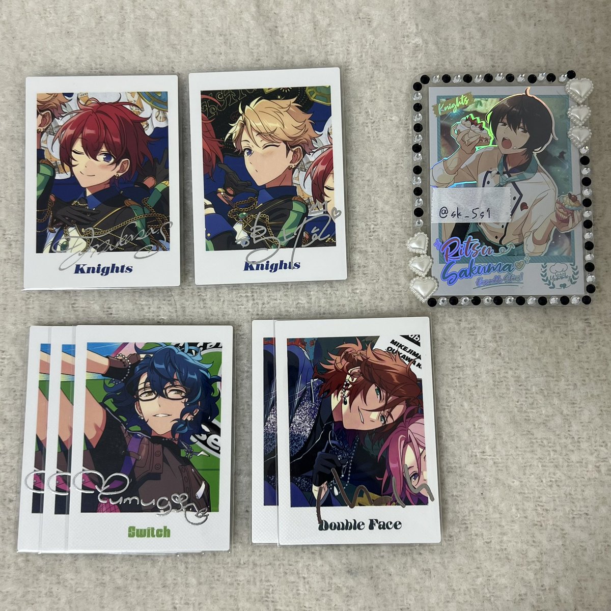 【交換・譲渡】あんスタ ぱしゃっつ TRIP

＂譲＂
真 鉄虎 翠 奏汰 一彩 マヨイ 藍良 ひなた ニキ
 アドニス 創 司 嵐 つむぎ 斑

＂求＂
同異種凛月（過去物もなんでも検討◎）or 凪砂 or 颯馬 or 128円/枚

・郵送でのお取引希望
・求の優劣ございません

検索からでもお気軽にお声掛けください🌸