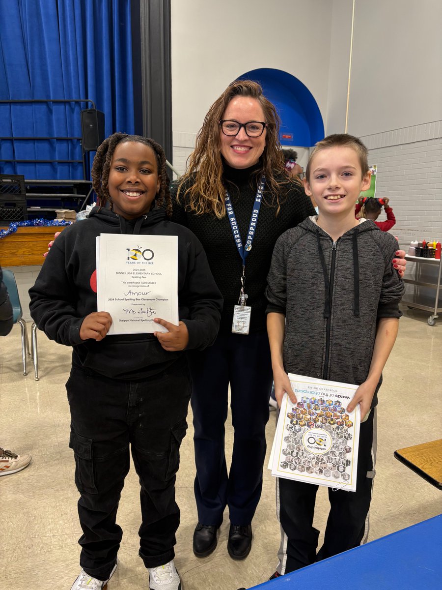 Congratulations to our spelling bee champion Xander and runner-up Amour! 

If you would like to come and show your support for Xander at the District Spelling Bee, it is Tuesday, Feb 4, 2025 @ 6pm at the TAC building.